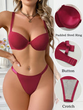 Wine Red Underwire Bra & Thong Set